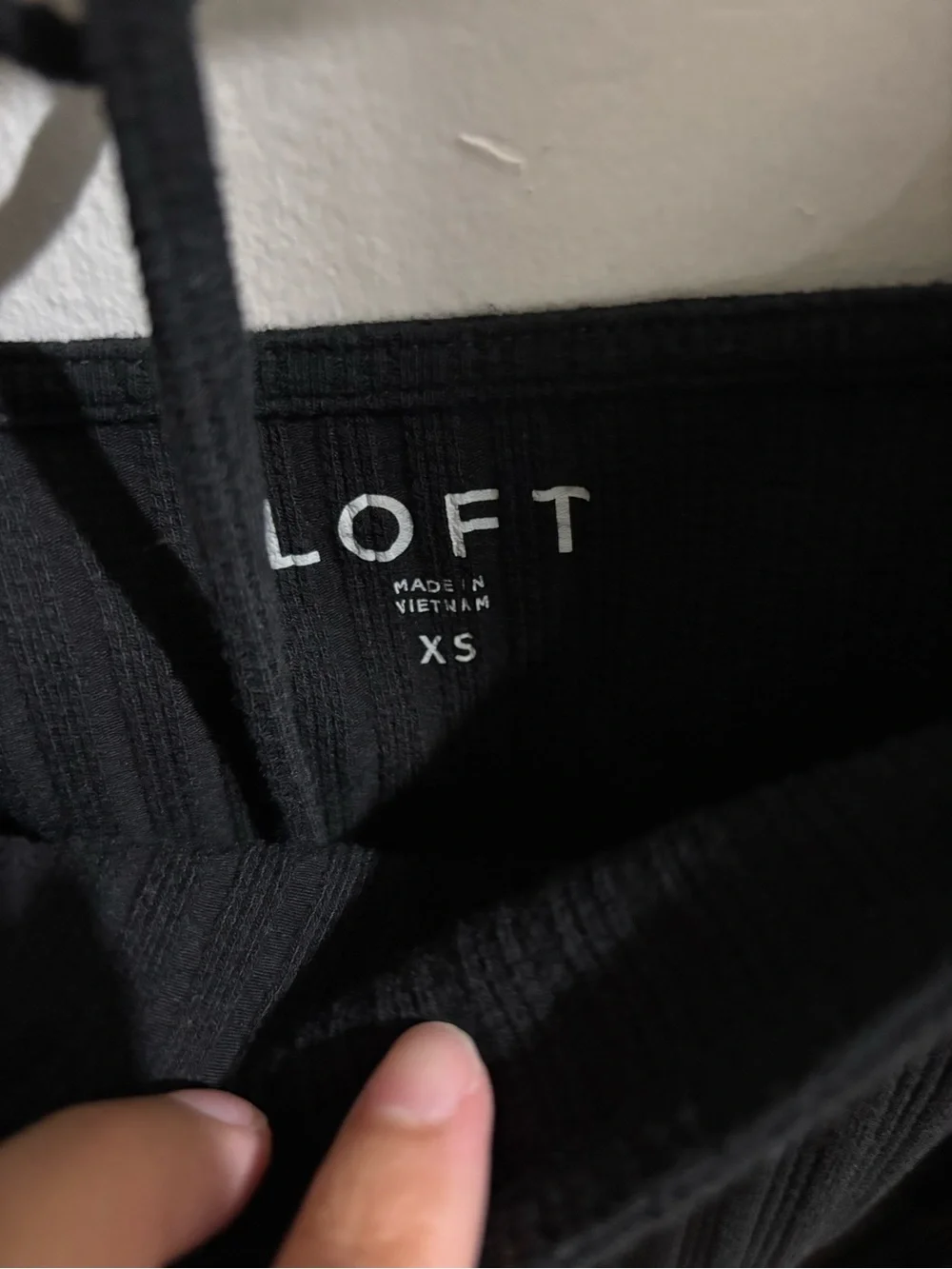 Loft Black Square Neck Ribbed Tie-Back Top